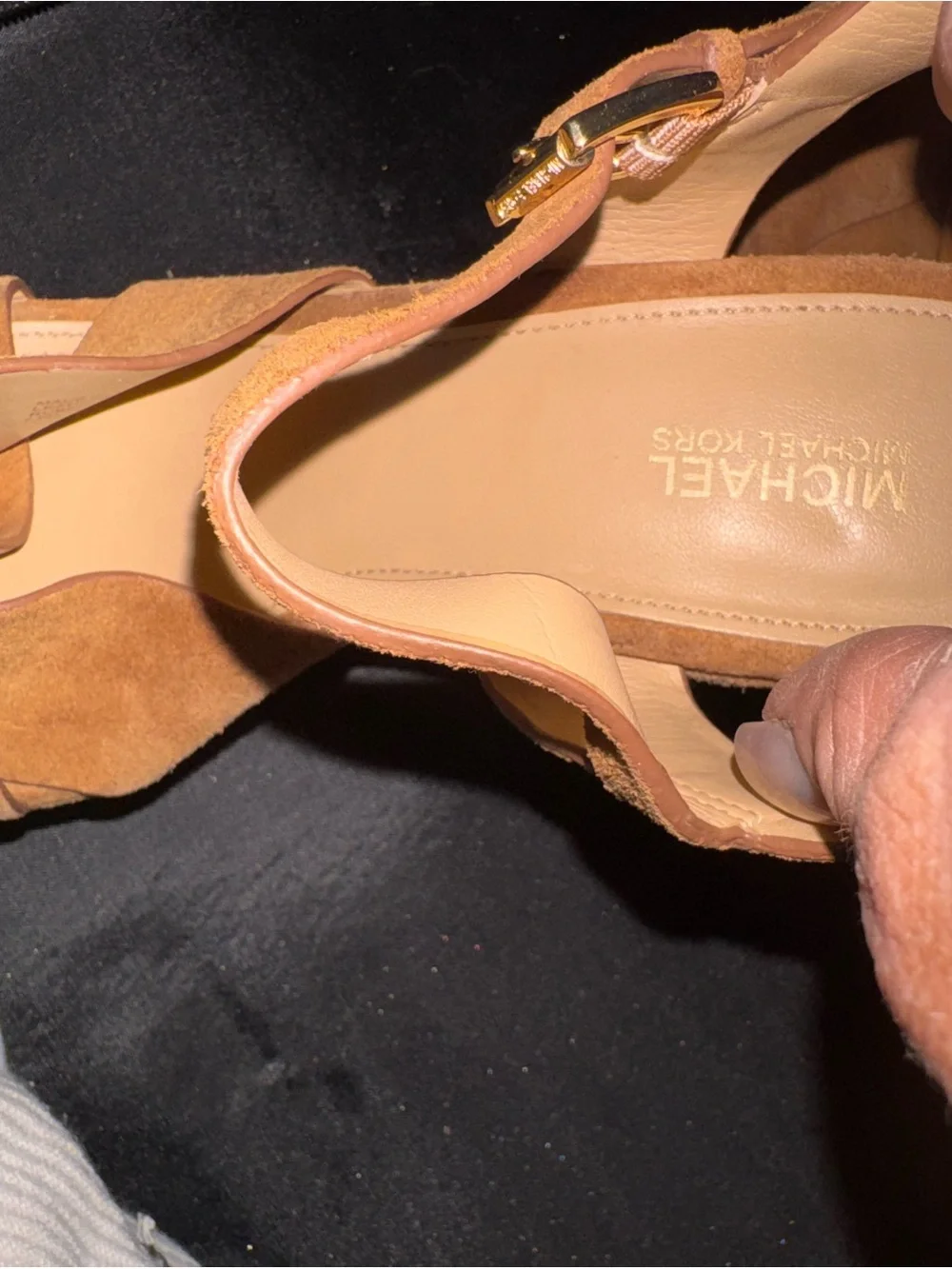 Michael Kors Tan Suede Platform Sandals with Block Heel